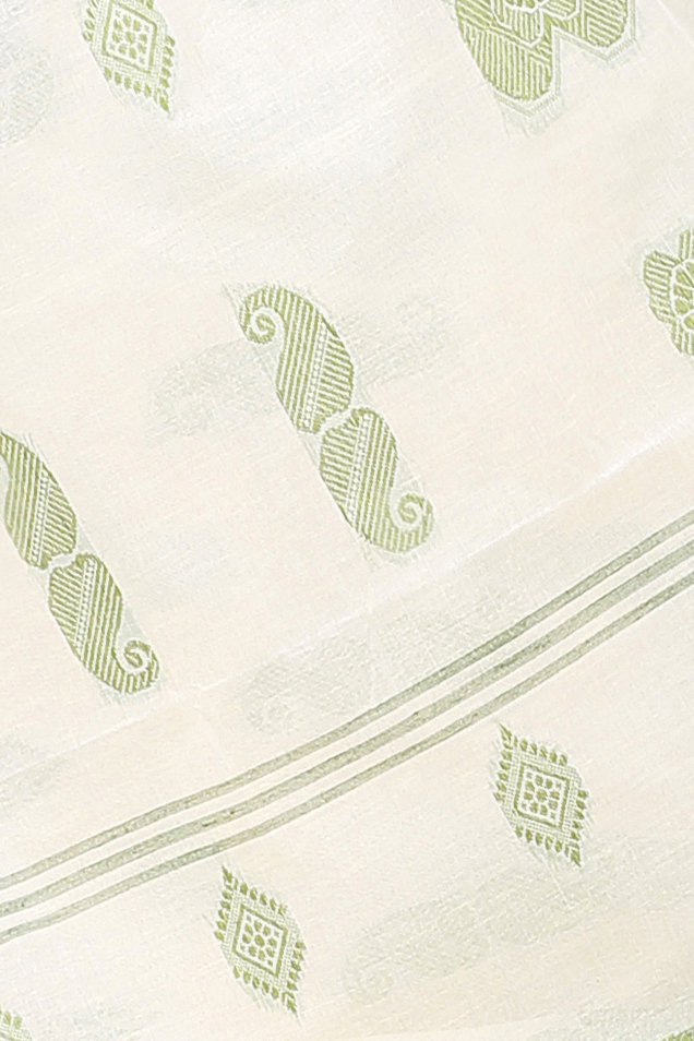 White Green Pure Cotton Gargi Tant Saree (911)